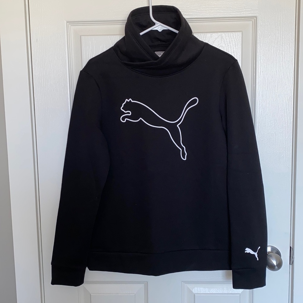 Womens L Black Puma Mock Hoodie
